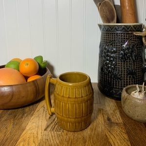 Vintage Beauce Pottery Barrel Ceramic Mug Beauceware Canada Pottery Glazed Mug